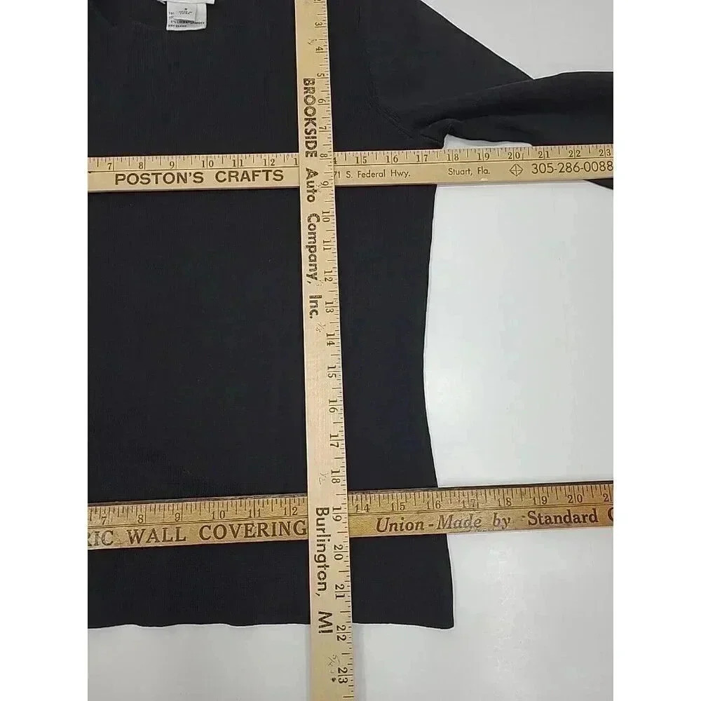 Vintage Talbots Sweater Women's Small Black Square Neck Silk Blend Ballet Core - Picture 3 of 7